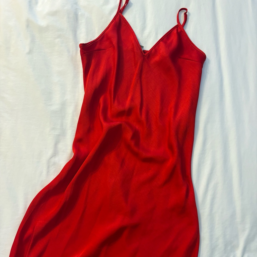 a new day Vibrant Red V-Neck silk dress
